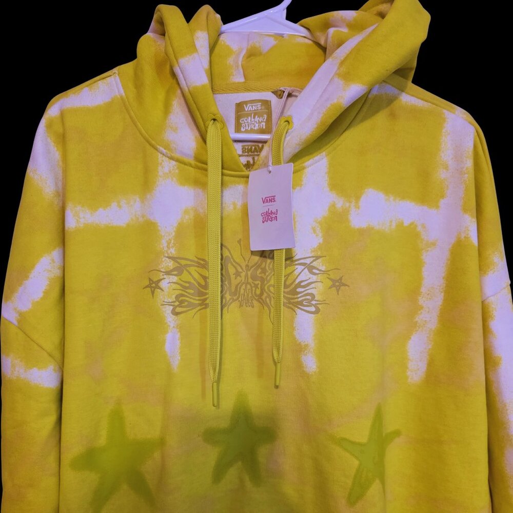 Vans Collina Strada Women Medium Sweatshirt Hoodie Yellow Tie Die Neon NWT